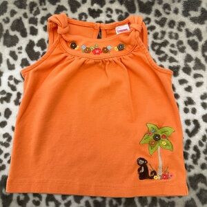 Gymboree Tank Top in Orange Size 12-18 months Monkey Palm Tree